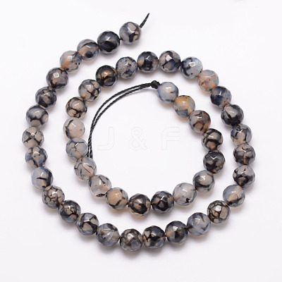 Natural Dragon Veins Agate Bead Strands G-K166-07F-8mm-04-1