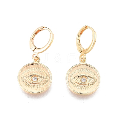 Clear Cubic Zirconia Horse Eye Dangle Leverback Earrings EJEW-N012-104LG-1
