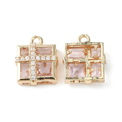 Brass Pave Cubic Zirconia Pendants KK-G462-44KCG-04-1