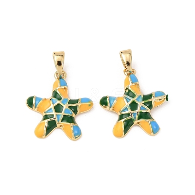 Sea Animals Brass Enamel Pendants KK-F917-01A-02-1