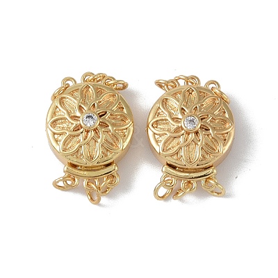 Rack Plating Brass Micro Pave Clear Cubic Zirconia Box Clasps KK-G494-07G-1
