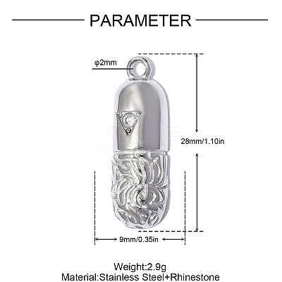 304 Stainless Steel with Crystal Rhinestone Pendants RB-OY001-03P-01-1
