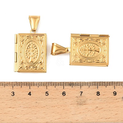 316 Stainless Steel Locket Pendants STAS-K321-03G-1