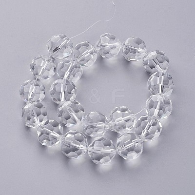 Half-Handmade Transparent Glass Beads Strands CF16mm-01-1