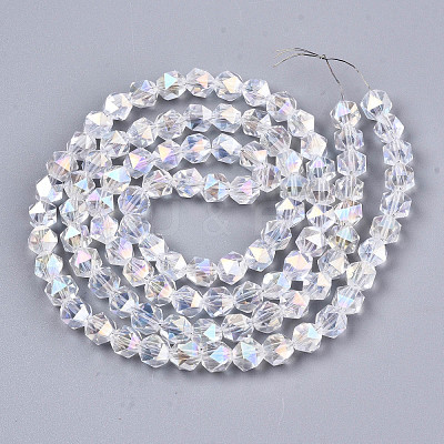 Electroplate Transparent Glass Beads Strands EGLA-T019-06L-1