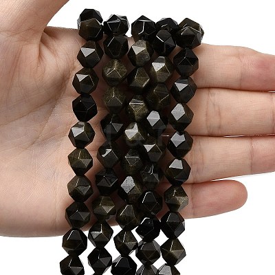 Natural Golden Sheen Obsidian Beads Strands G-Z119-A10-03-1