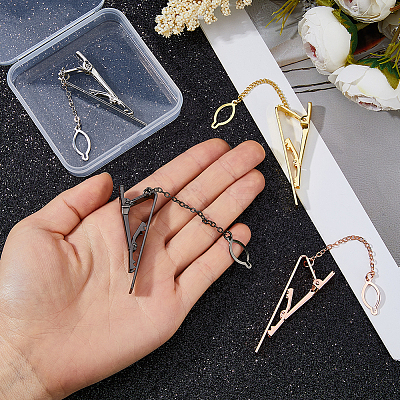 4Pcs 4 Colors 201 Stainless Steel Tie Bar for Men JEWB-FH0002-69-1