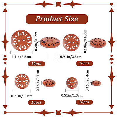 40Pcs 4 Style Flat Round 2-hole Basic Sewing Button FIND-GF0004-85B-1