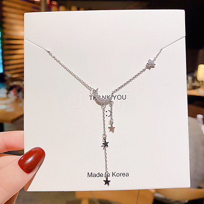 Alloy Crystal Rhinestone Moon Pendant with Star Tassel Necklaces for Women FS-WGD2029-01-1