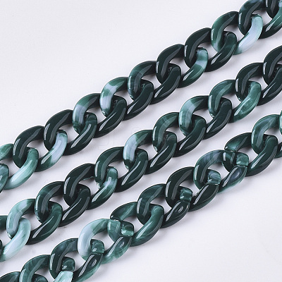 Acrylic Handmade Curb Chains SACR-N006-02E-1