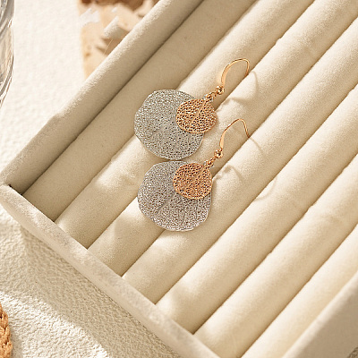 Two Tone Brass Dangle Earrings WG3727D-01-1