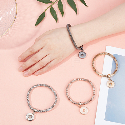 4Pcs 4 Colors Donut Charm Stretch Bracetet for Girl Women BJEW-CA0001-04-1