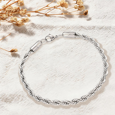 1Pc 5MM 304 Stainless Steel Rope Chain Bracelets for Women BJEW-DJ0001-85-1