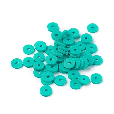 Flat Round Handmade Polymer Clay Beads CLAY-R067-6.0mm-34-1
