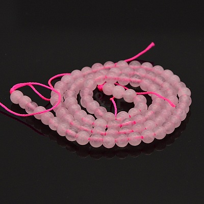 Round Natural Rose Quartz Beads Strands G-N0120-07-4mm-1