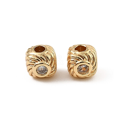 Brass Clear Cubic Zirconia Beads KK-D106-09G-1