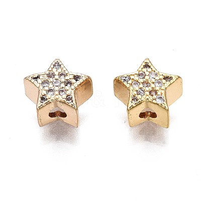 Brass Micro Pave Clear Cubic Zirconia Beads LS-KK-Q764-008-1
