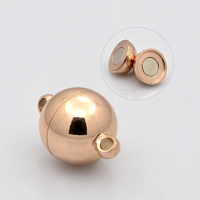 Round 304 Stainless Steel Magnetic Clasps with Loops STAS-N014-03-14mm-1