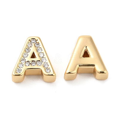 Brass Micro Pave Cubic Zirconia Beads KK-F855-03G-A-1
