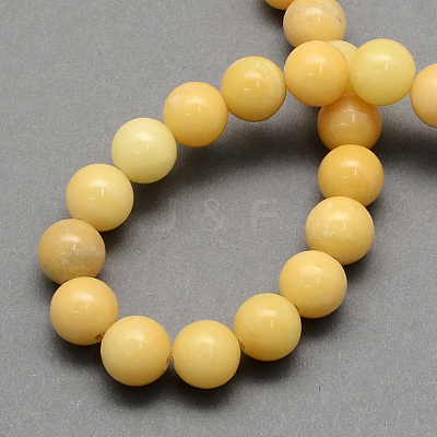 Natural Yellow Jade Beads Strands G-S179-6mm-1