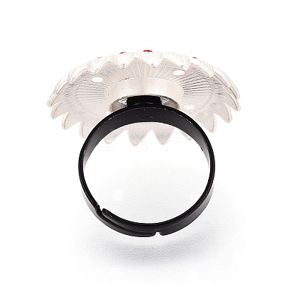 Adjustable Alloy & Iron & Rhinestone Bezel Cup Ring Base with Rotatable Tray MAK-T012-15S-1