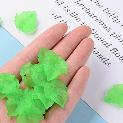 Frosted Transparent Acrylic Grape Leaf Pendants X-PAF002Y-7-1