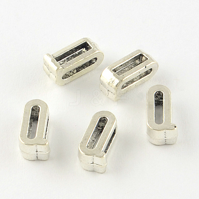Antique Silver Plated Alloy Letter Slide Charms X-TIBEP-S296-Q-RS-1