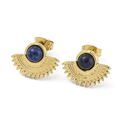 Ion Plating(IP) Real 18K Gold Plated 304 Stainless Steel Fan Stud Earrings EJEW-Z042-02B-1