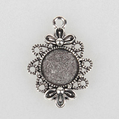 Tibetan Style Filigree Alloy Pendant Cabochon Settings TIBEP-N003-58AS-1