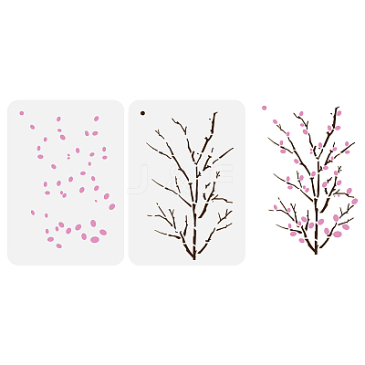 2Pcs 2 Styles PET Hollow Out Drawing Painting Stencils DIY-WH0394-0322-1