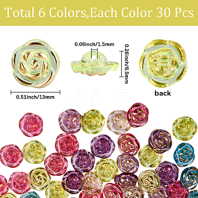 180Pcs 6 Colors Transparent Acrylic Buttons DIY-CY0002-02-1