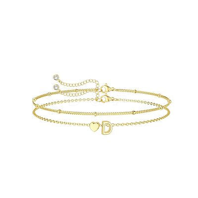 2Pcs 2 Styles Brass Beaded Bracelets & Satellite Chains Bracelets for Women FS-WG4A116-18-1