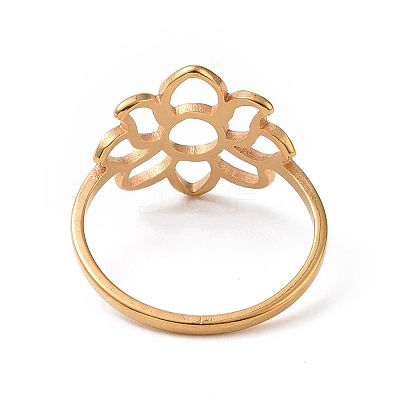Ion Plating(IP) 201 Stainless Steel Flower Finger Ring RJEW-J051-32G-1