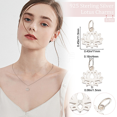 5Pcs 925 Sterling Silver Pendants STER-BBC0001-53-1