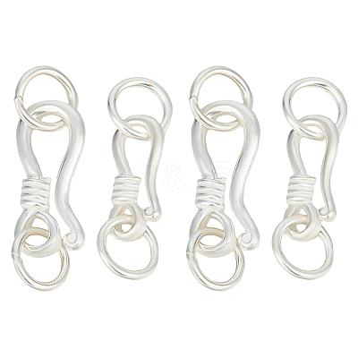 4Pcs 2 Styles 925 Sterling Silver S-Shaped Hook Clasps STER-GO0001-16-1