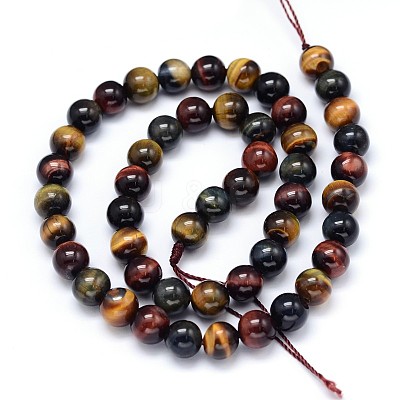 Round Natural Tiger Eye Beads Strands X-G-F222-17-8mm-1