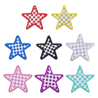 8Pcs 2 Styles Star with Lattice Computerized Embroidery Polyester Iron on/Sew on Patches PATC-TAC0001-28-1