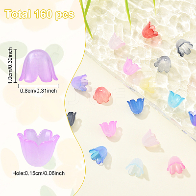 160Pcs 8 Colors Acrylic Bead Caps SACR-YW0001-78-1