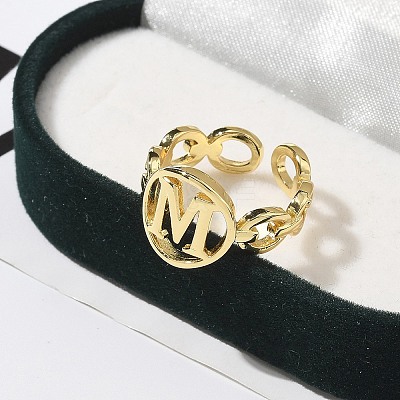 Brass Open Cuff Rings for Women RJEW-K289-01G-M-1