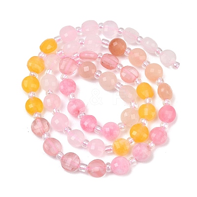 Cherry Quartz Glass & Dyed Natural White Jade Beads Strands G-Z135-B01-1