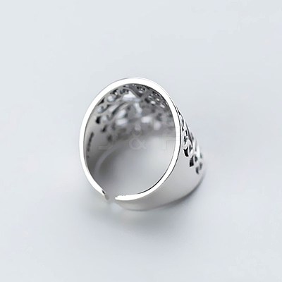 Hollow Out Flower Pattern Brass Cuff Rings for Women FS-WG0DDA6-01-1