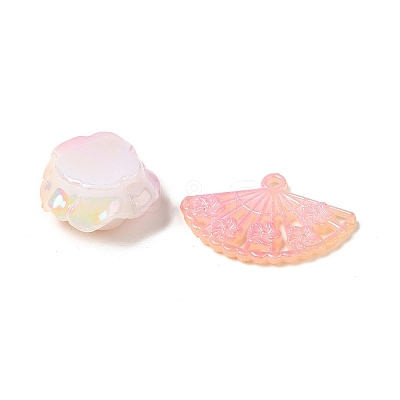 Rainbow Iridescent Plating Acrylic Beads OACR-U006-01A-1