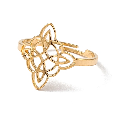 Sailor's Knot 304 Stainless Steel Hollow Adjustable Ring for Women RJEW-E073-04G-1