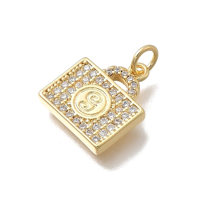 Brass Micro Pave Cubic Zirconia Charms KK-D431-058G-02-1