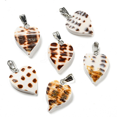 Natural Spiral Shell Pendants PALLOY-Q462-01P-1
