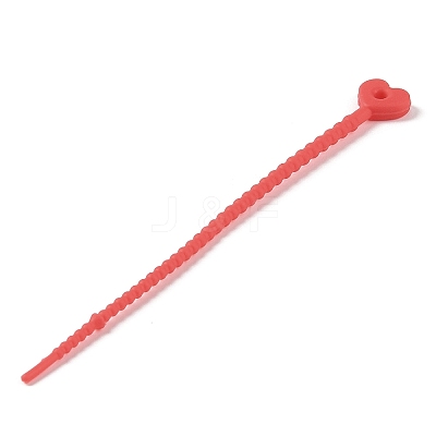 Heart Shape Silicone Cable Zip Ties AJEW-C034-02F-1