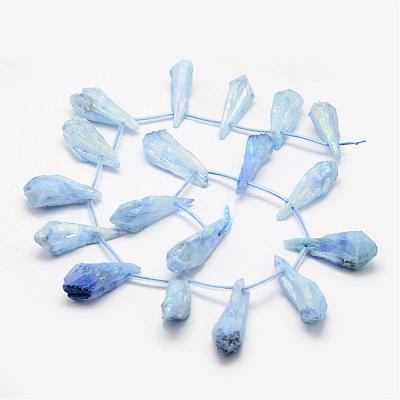 Electroplated Natural Quartz Crystal Beads Strands G-G890-B-04-1