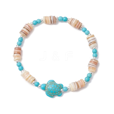 Natural Freshwater Shell Beaded Stretch Bracelets BJEW-JB11804-01-1