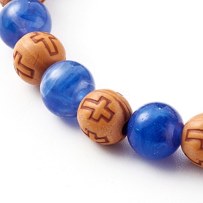 Imitation Wood & Gemstone Style Acrylic Beaded Stretch Bracelets BJEW-JB06229-1