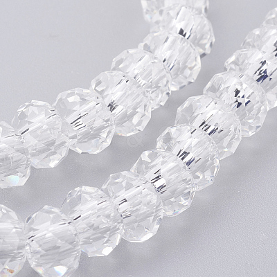 Faceted Imitation Crystal Glass Rondelle Beads X-GLAA-D030-1-1